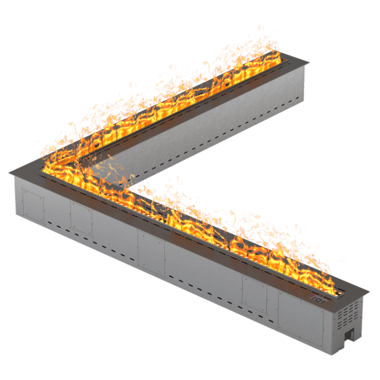 Паровой угловой камин Airtone VEPO ANGLE 2000X2000 черный матовый