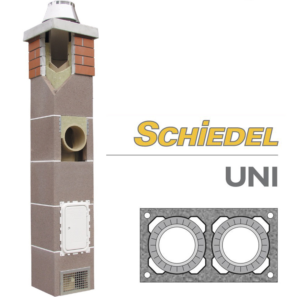 Керамический дымоход Schiedel UNI двухходовой без вент. каналов д.160 х160 мм
